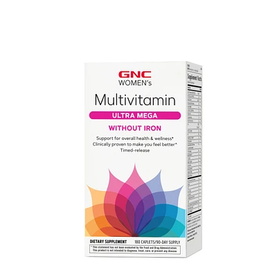 GNC Women's Multivitamin Ultra Mega Without Iron Healthy - 180 Caplets (90 Servings)