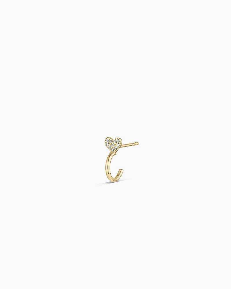 Diamond Heart Stud Single Huggie