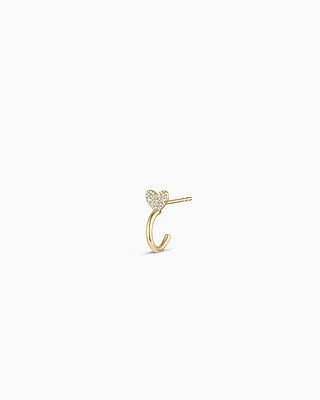 Diamond Heart Stud Single Huggie