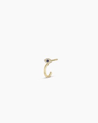 Diamond and Blue Sapphire Evil Eye Stud Single Huggie