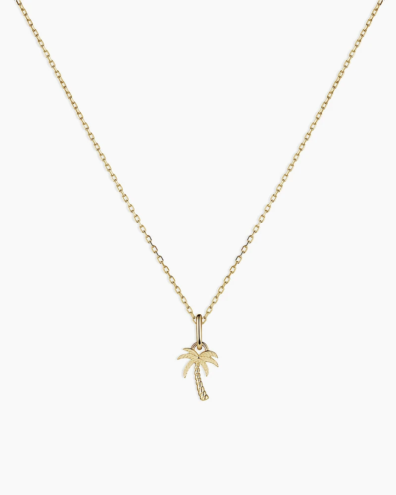 14k Gold Palm Charm Necklace