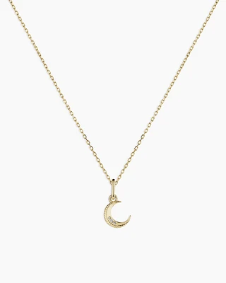 Diamond Crescent Charm Necklace