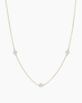 Floating Diamond Stationary Trio Necklace