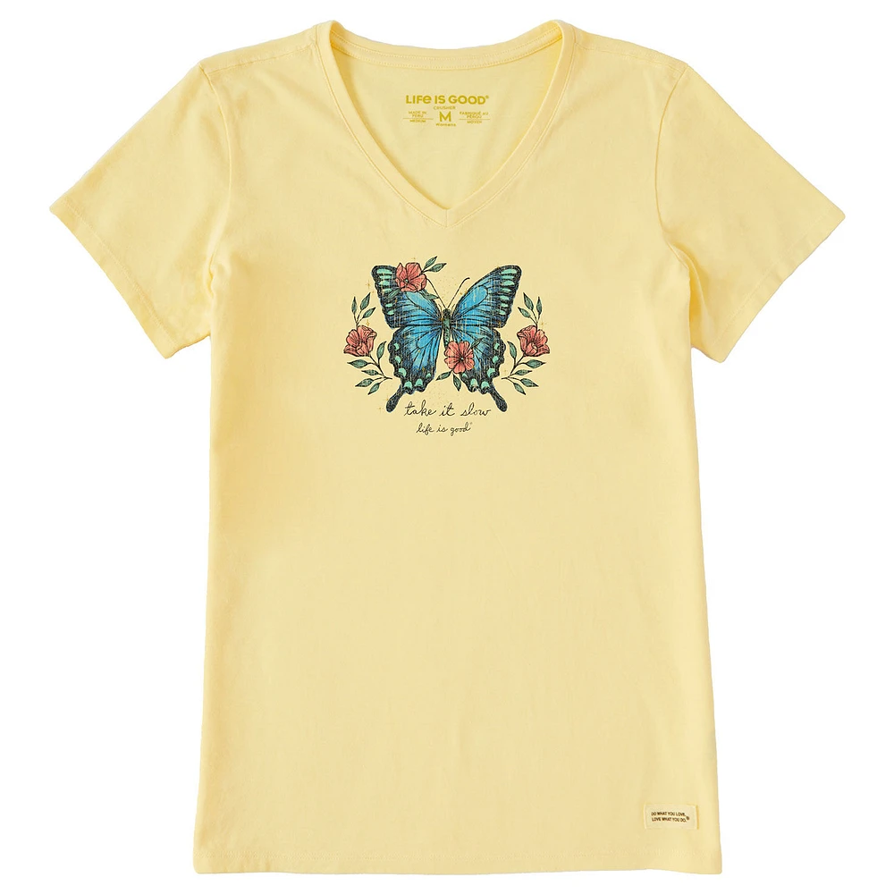 Life Is Good Women's Butterfly Yellow V-Neck T-Shirt for only USD 29.50 | Hallmark