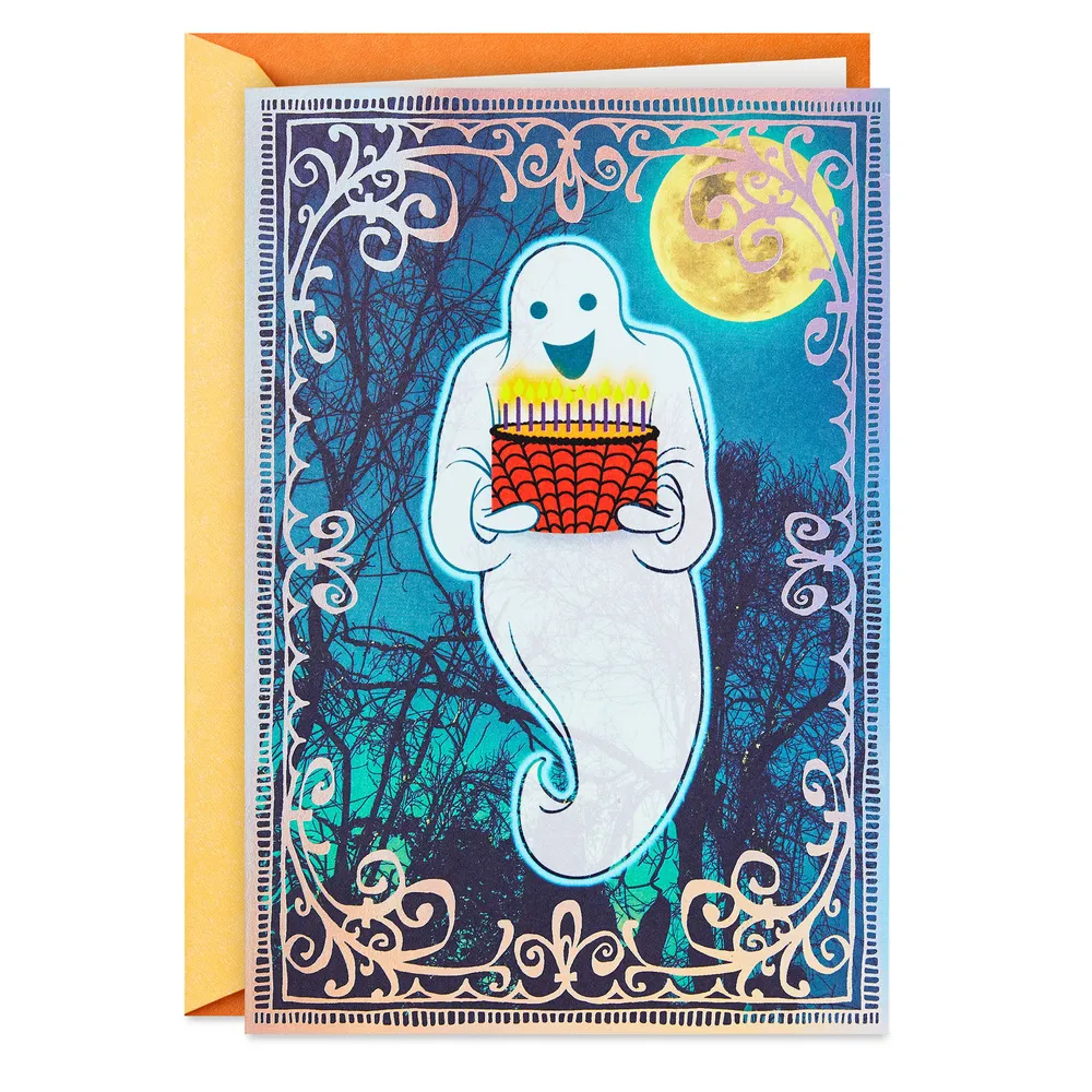 Happy Boo-thday Ghost With Cake Halloween Birthday Card for only USD 2.99 | Hallmark