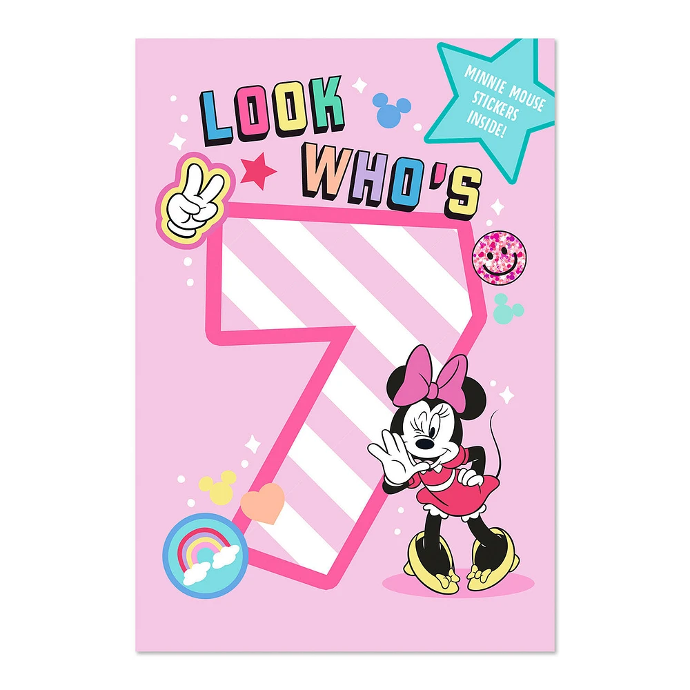 Disney Minnie Mouse Smiles and Rainbows 7th Birthday Card With Stickers for only USD 4.99 | Hallmark