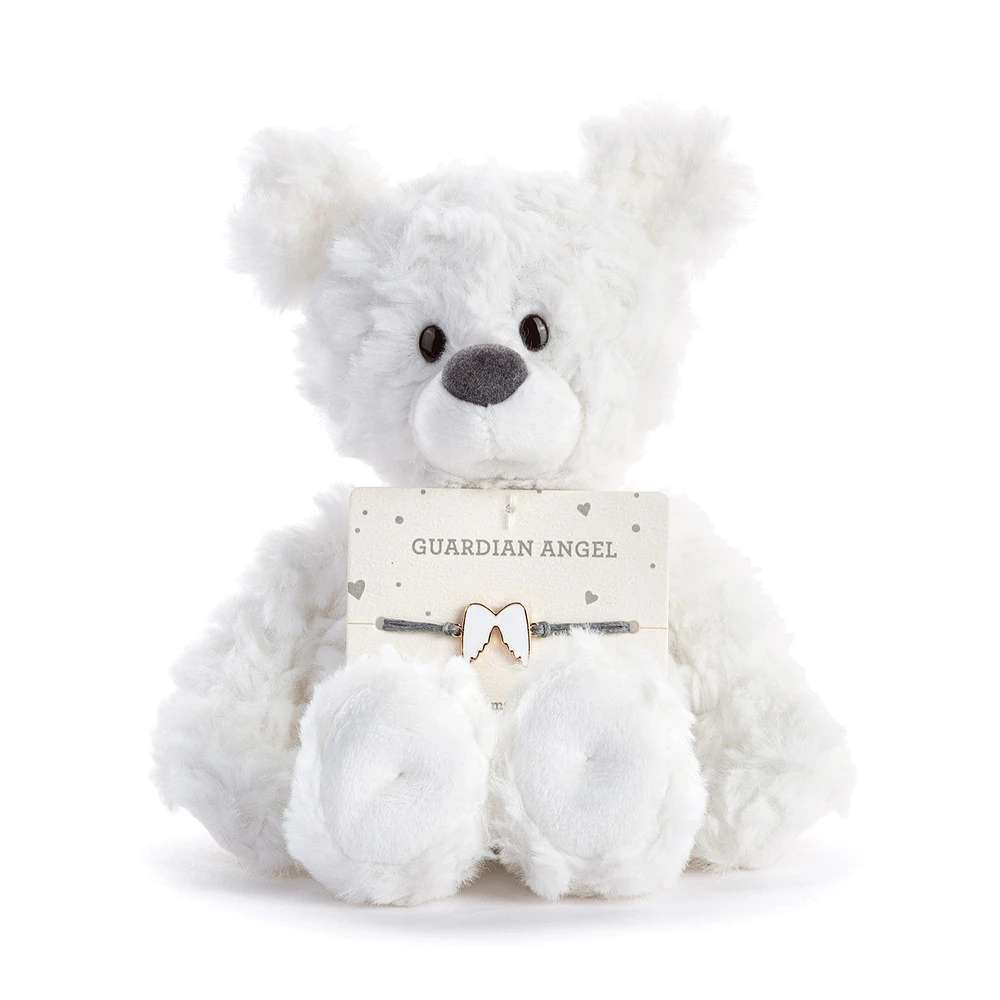 Demdaco Guardian Angel White Plush Bear With Angel Wings Bracelet for only USD 17.00 | Hallmark