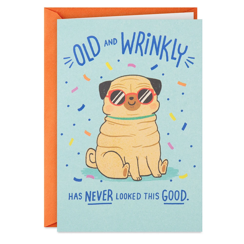 Old and Wrinkly Pug Funny Birthday Card for only USD 4.49 | Hallmark