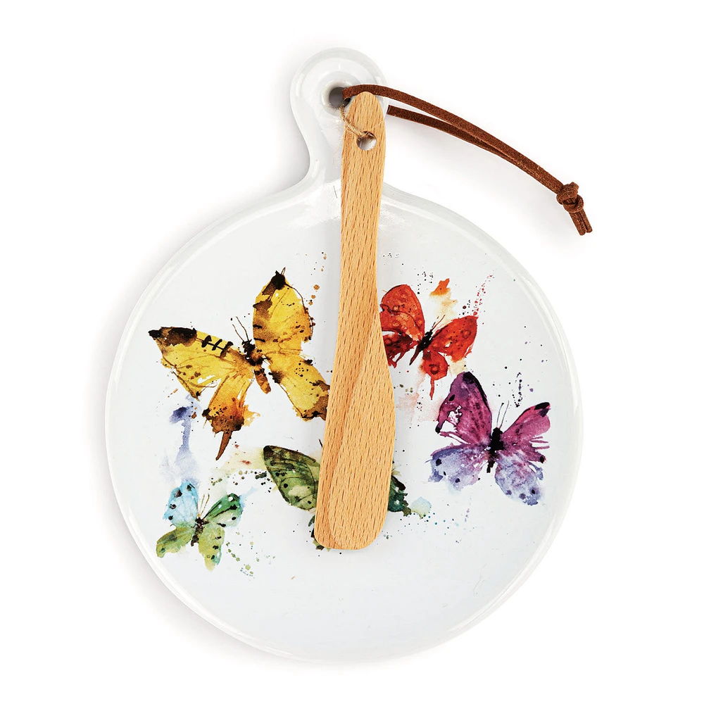 Demdaco Flock of Butterflies Mini Ceramic Serving Board With Spreader, 6.5" for only USD 13.99 | Hallmark