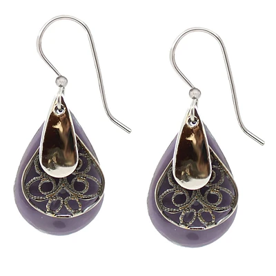 Silver Forest Silver Metal and Lavender Layered Teardrop Earrings for only USD 22.00 | Hallmark