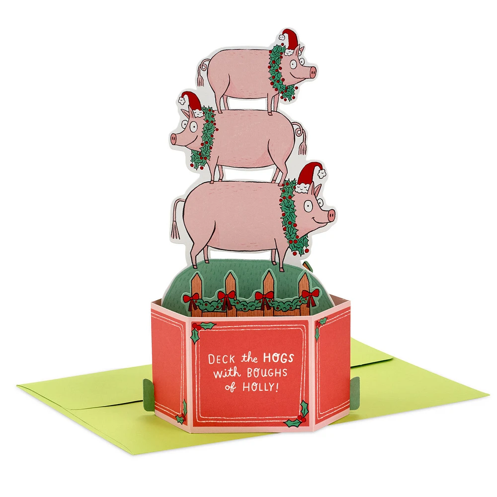 Deck the Hogs Funny 3D Pop-Up Christmas Card for only USD 7.99 | Hallmark
