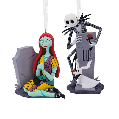 Disney Tim Burton's The Nightmare Before Christmas Jack and Sally With Tombstones Hallmark Ornaments, Set of 2 for only USD 28.99 | Hallmark