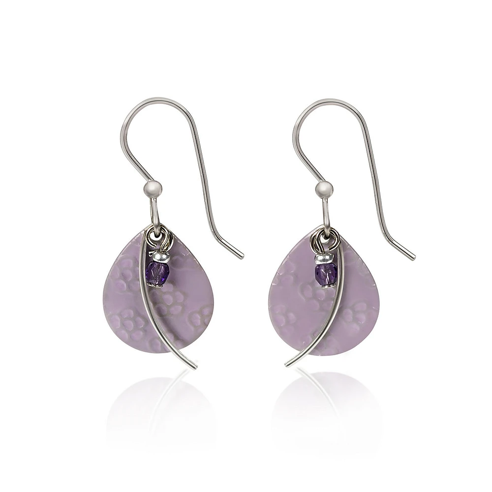 Silver Forest Purple Teardrop and Silver Metal Earrings for only USD 19.00 | Hallmark
