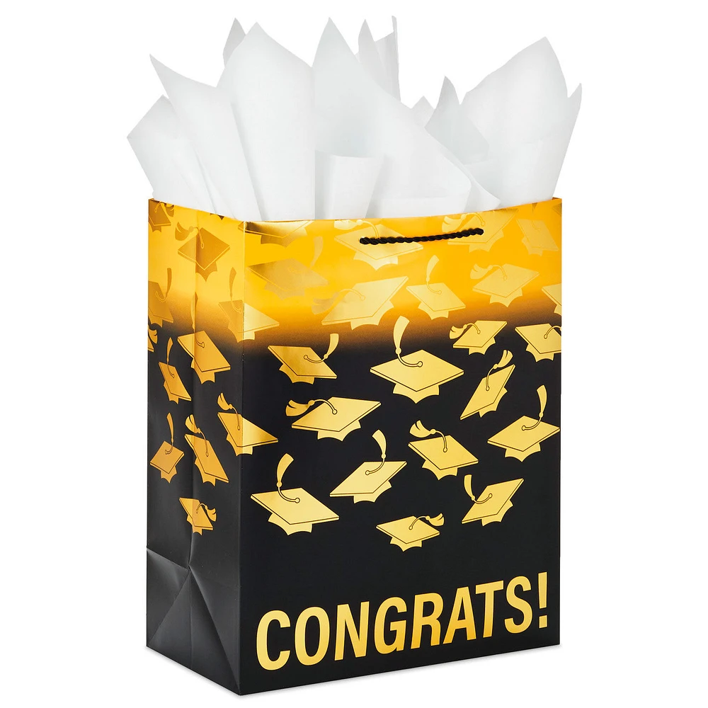 13" Mortarboards on Ombré Large Graduation Gift Bag With Tissue Paper for only USD 6.99 | Hallmark
