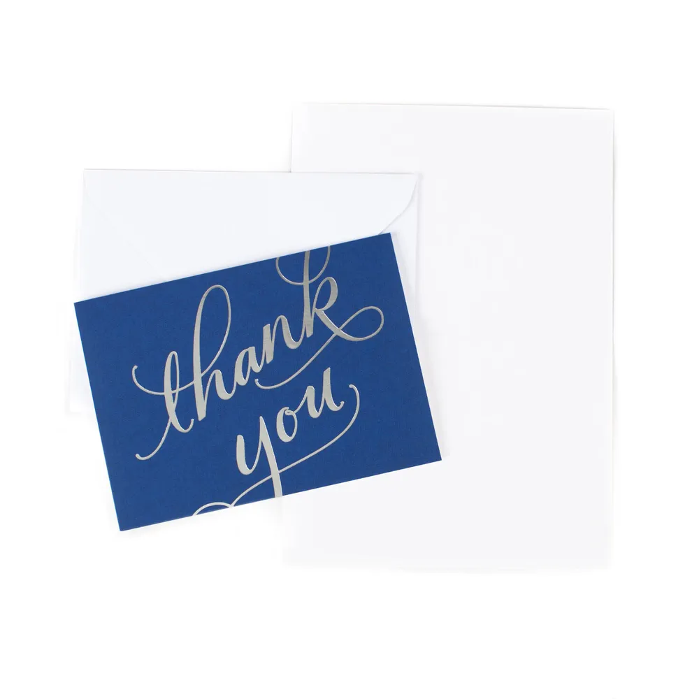 Silver Script on Blue Blank Thank-You Notes, Box of 40 for only USD 9.99 | Hallmark