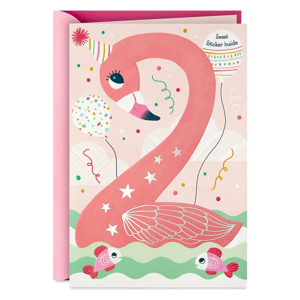 For a Fun and Fabulous Girl 2nd Birthday Card With Sticker for only USD 4.59 | Hallmark
