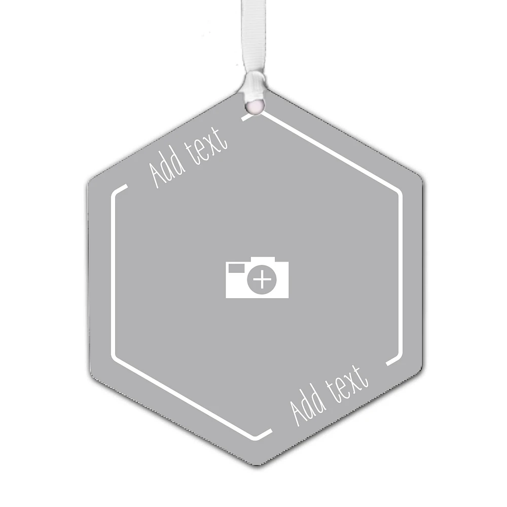 Design-Your-Own Hexagon Metal Personalized Ornament, Custom Photo and Text for only USD 17.99 | Hallmark