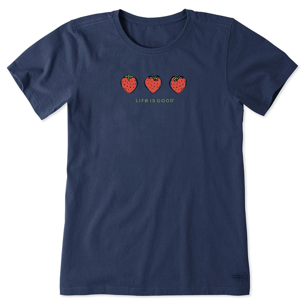 Life Is Good Women's Three Strawberries Navy Blue T-Shirt for only USD 29.50 | Hallmark
