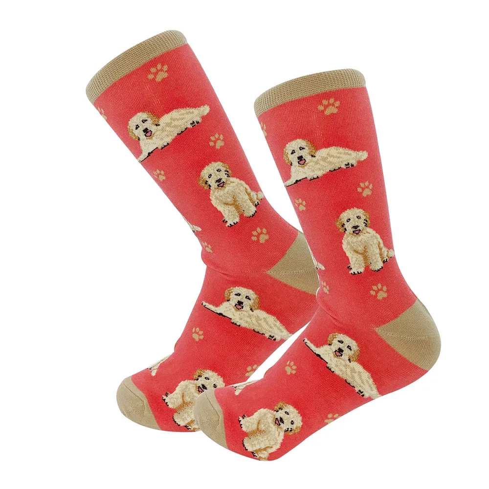 E&S Pets Goldendoodles on Red Novelty Crew Socks for only USD 11.99 | Hallmark