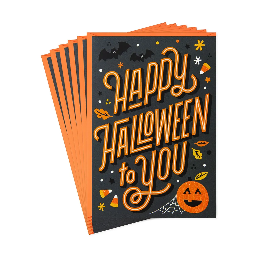 Orange on Black Happy Halloween Cards, Pack of 6 for only USD 5.99 | Hallmark
