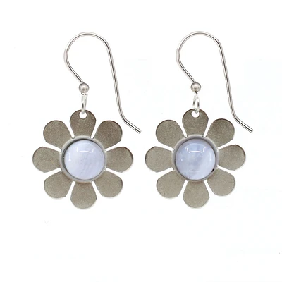 Silver Forest Silver Metal Daisy With Blue Lace Agate Drop Earrings for only USD 21.00 | Hallmark