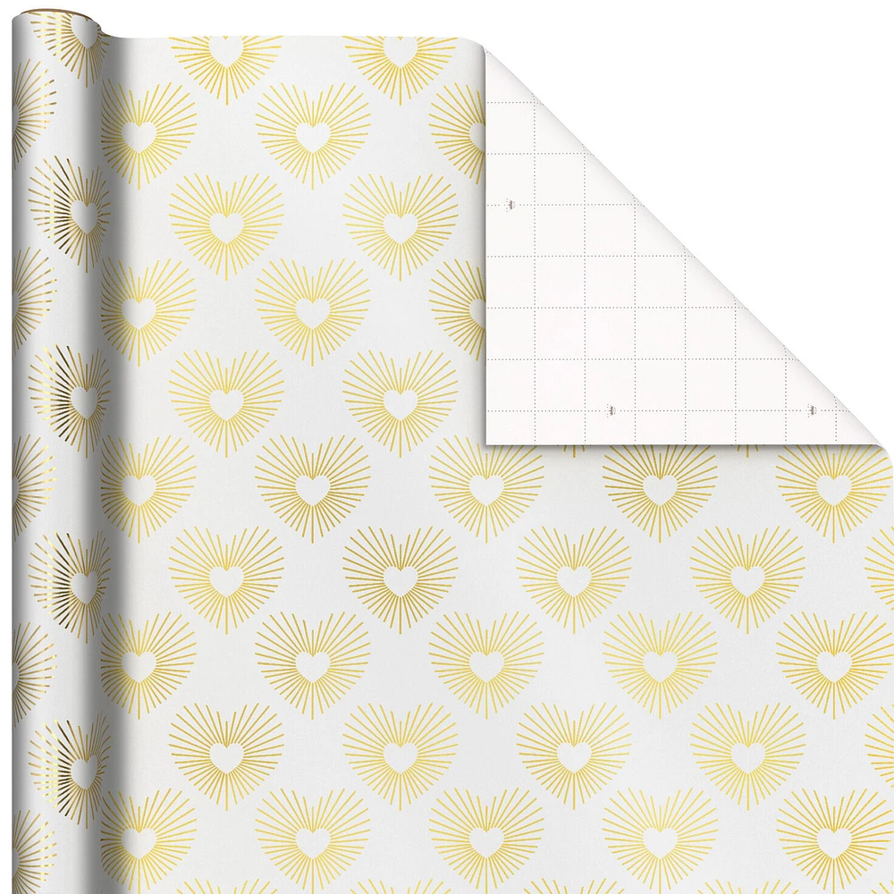 Gold Hearts on White Wrapping Paper, 15 sq. ft. for only USD 6.99 | Hallmark