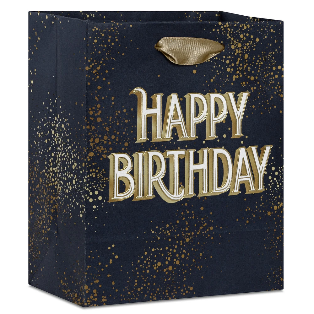 6.5" Gold and White Wishes on Navy Small Birthday Gift Bag for only USD 2.49 | Hallmark
