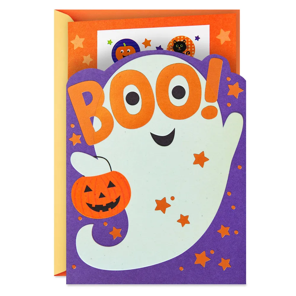 Trick-or-Treating Ghost Halloween Card With Stickers for only USD 3.99 | Hallmark
