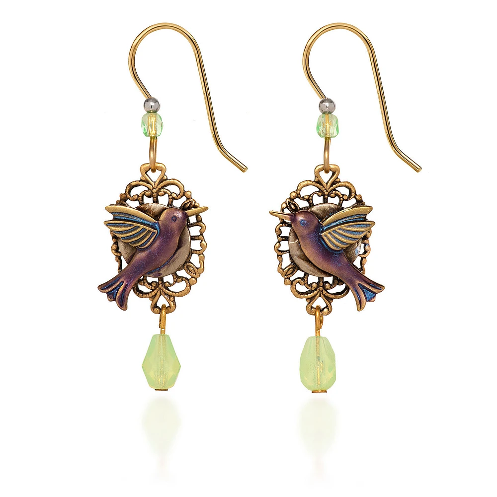 Silver Forest Hummingbird Layered Gold Metal Filigree Drop Earrings for only USD 22.00 | Hallmark