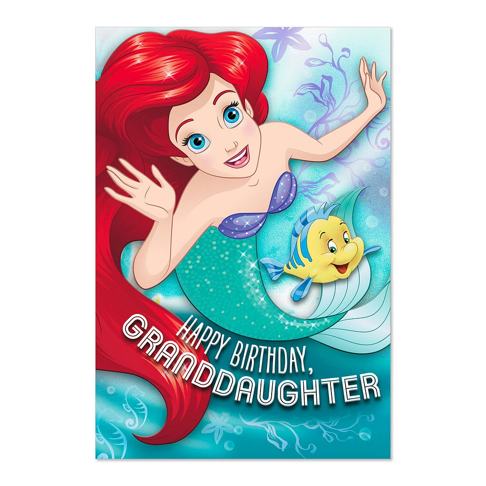 Disney The Little Mermaid One Amazing Princess Birthday Card With Crown for Granddaughter for only USD 4.99 | Hallmark