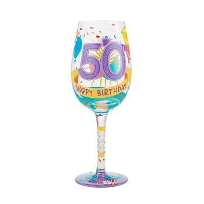 Lolita Happy 50th Birthday Handpainted Wine Glass, 15 oz. for only USD 34.99 | Hallmark
