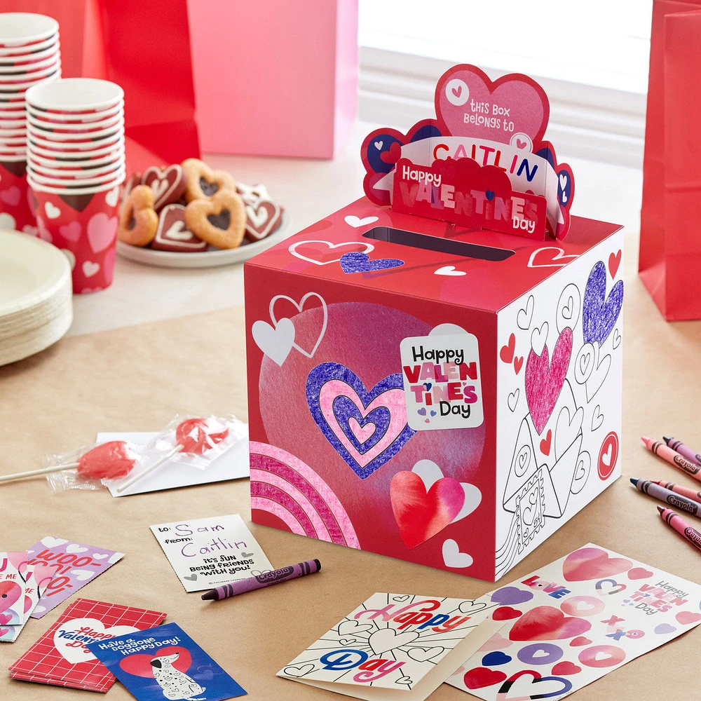 Happy Hearts Kids Classroom Valentines Set With Cards, Stickers and Customizable Mailbox for only USD 16.99 | Hallmark