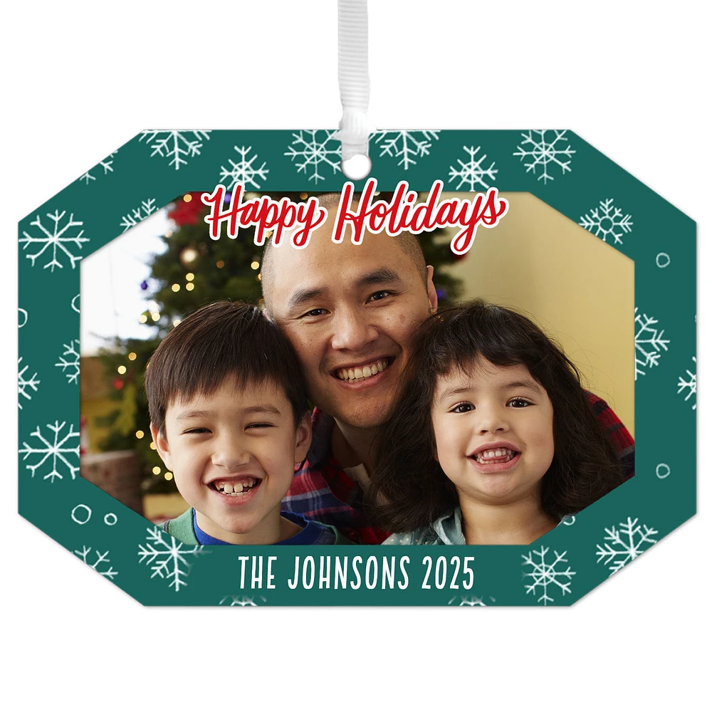 Green Snowflake Metal Personalized Ornament, Custom Photo and Text for only USD 17.99 | Hallmark