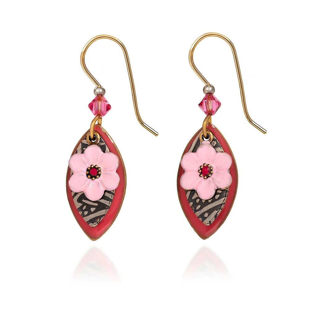 Silver Forest Pink and Silver Metal Flower Drop Earrings for only USD 21.00 | Hallmark