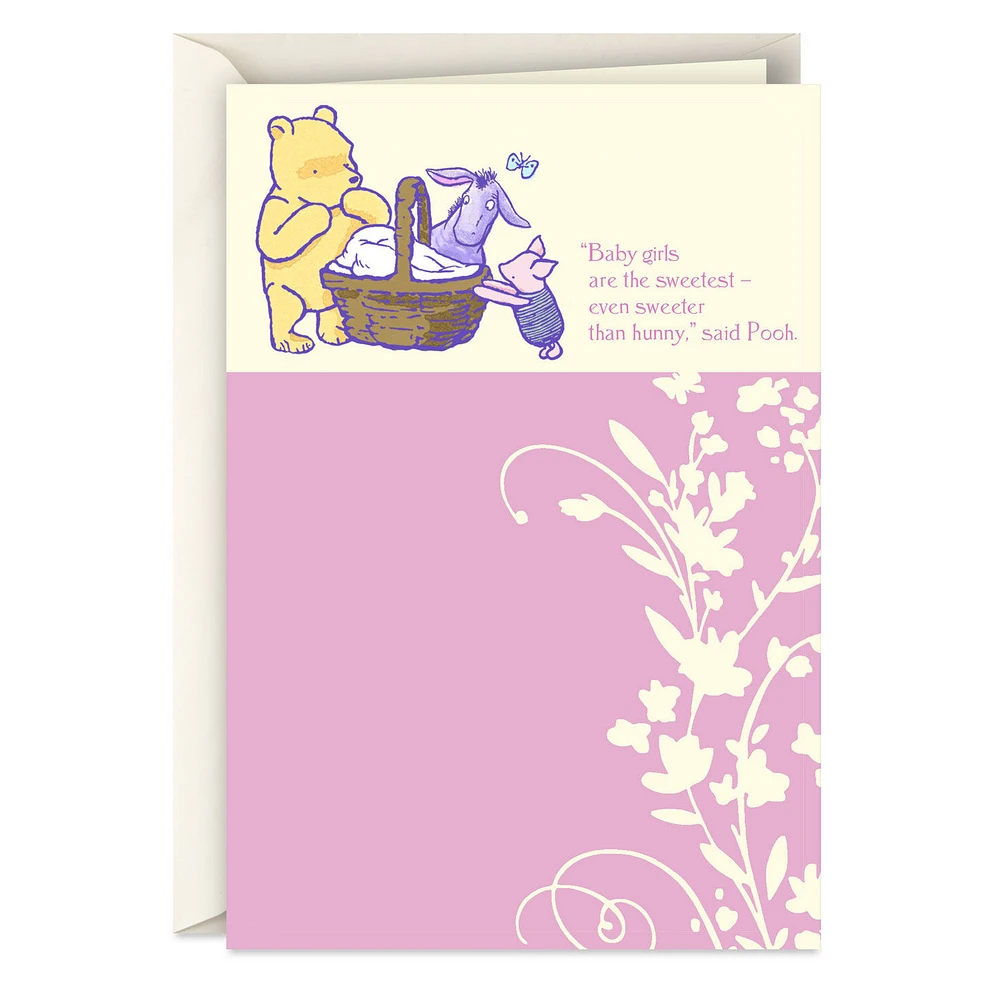 Disney Winnie the Pooh, Piglet and Eeyore New Baby Girl Card for only USD 2.99 | Hallmark