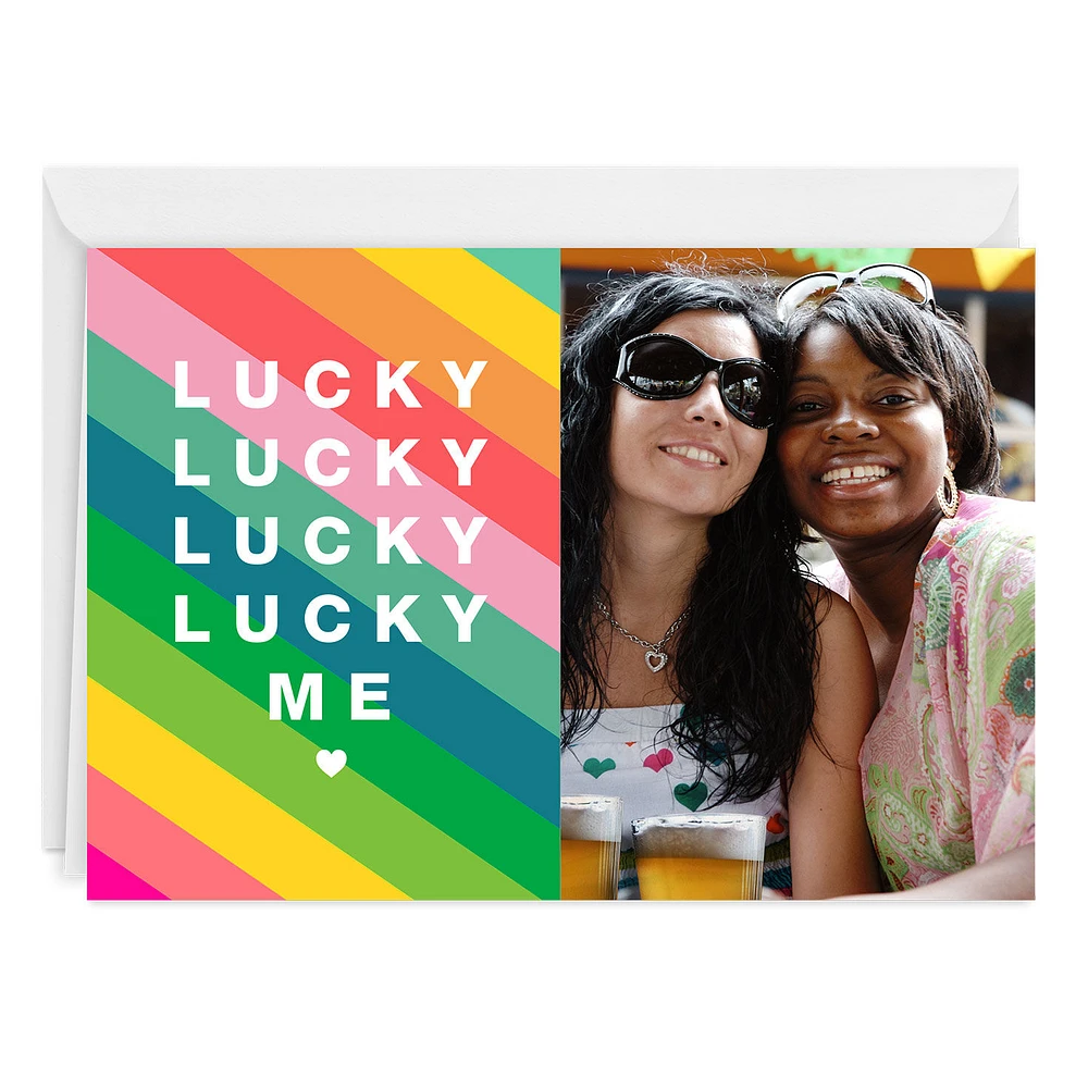 Personalized Lucky Me Rainbow Stripes Photo Card for only USD 4.99 | Hallmark