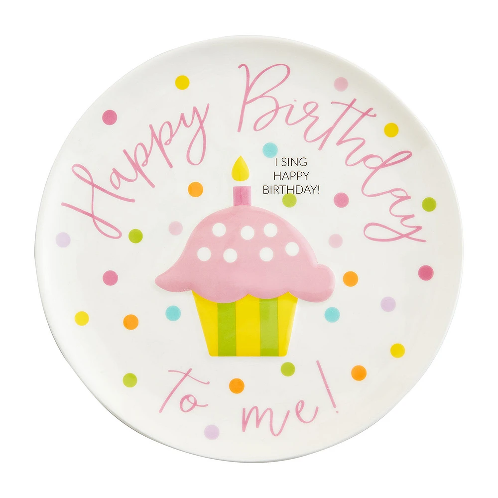 Mud Pie Musical Pink Cupcake Birthday Plate, 8" for only USD 20.00 | Hallmark