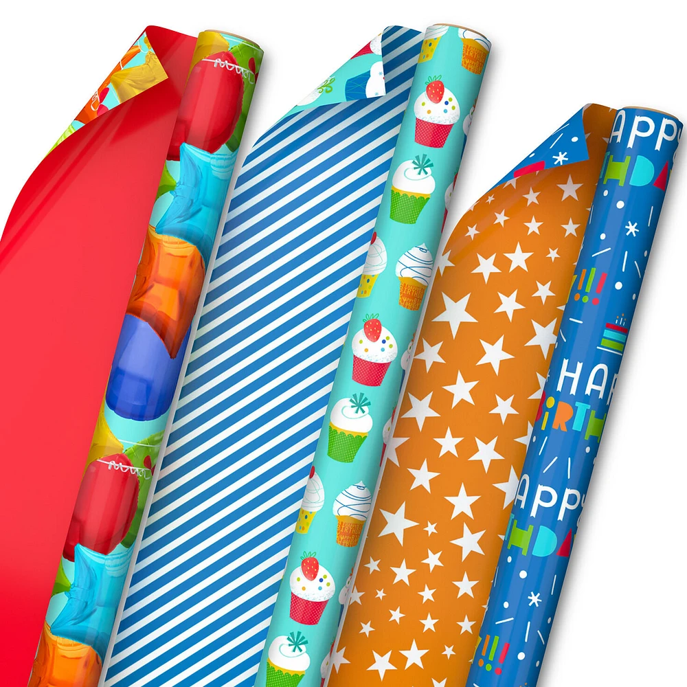 Bright Birthday 3-Pack Reversible Wrapping Paper for only USD 16.99 | Hallmark