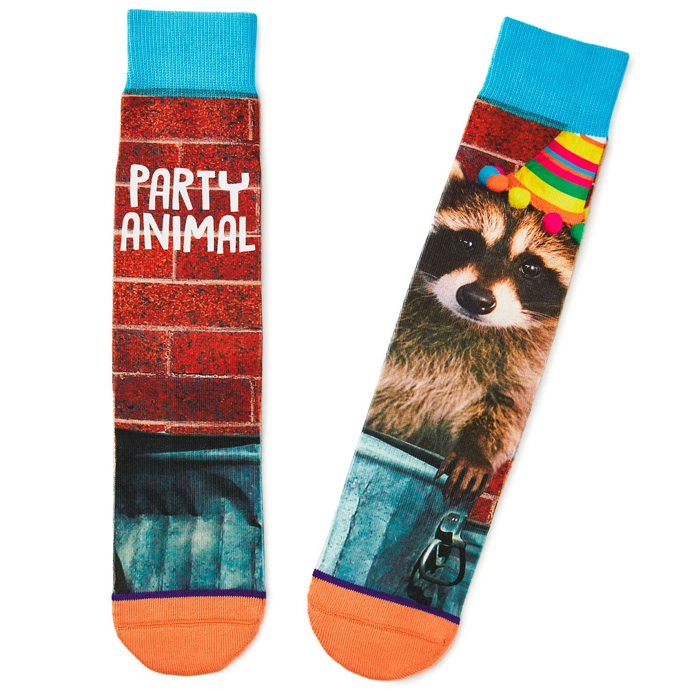 Party Animal Raccoon Fun Crew Socks for only USD 12.99 | Hallmark