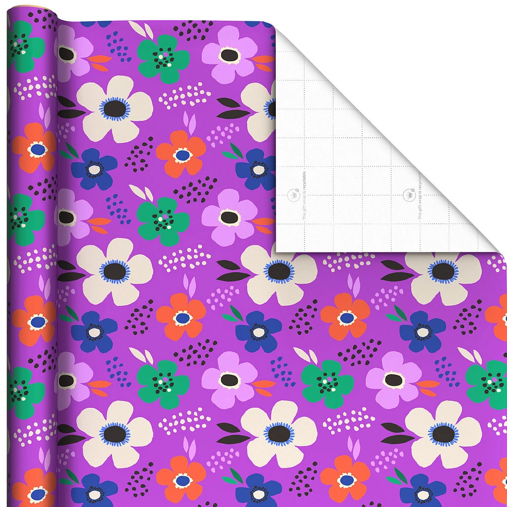Lavender-Scented Bold Flowers on Purple Wrapping Paper Roll, 15 sq. ft. for only USD 5.99 | Hallmark