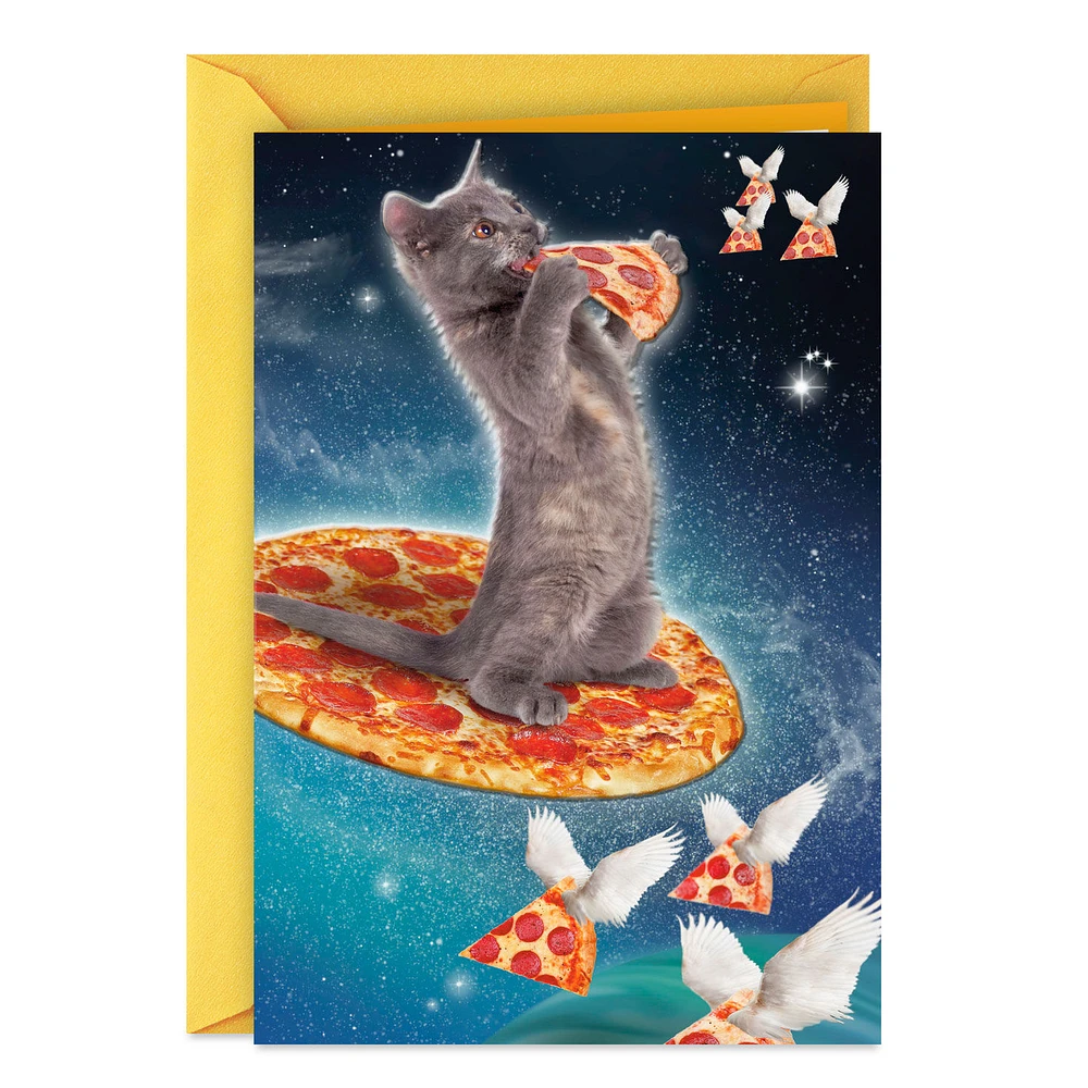 Galactic Cat With Pizza Funny Birthday Card for only USD 4.49 | Hallmark