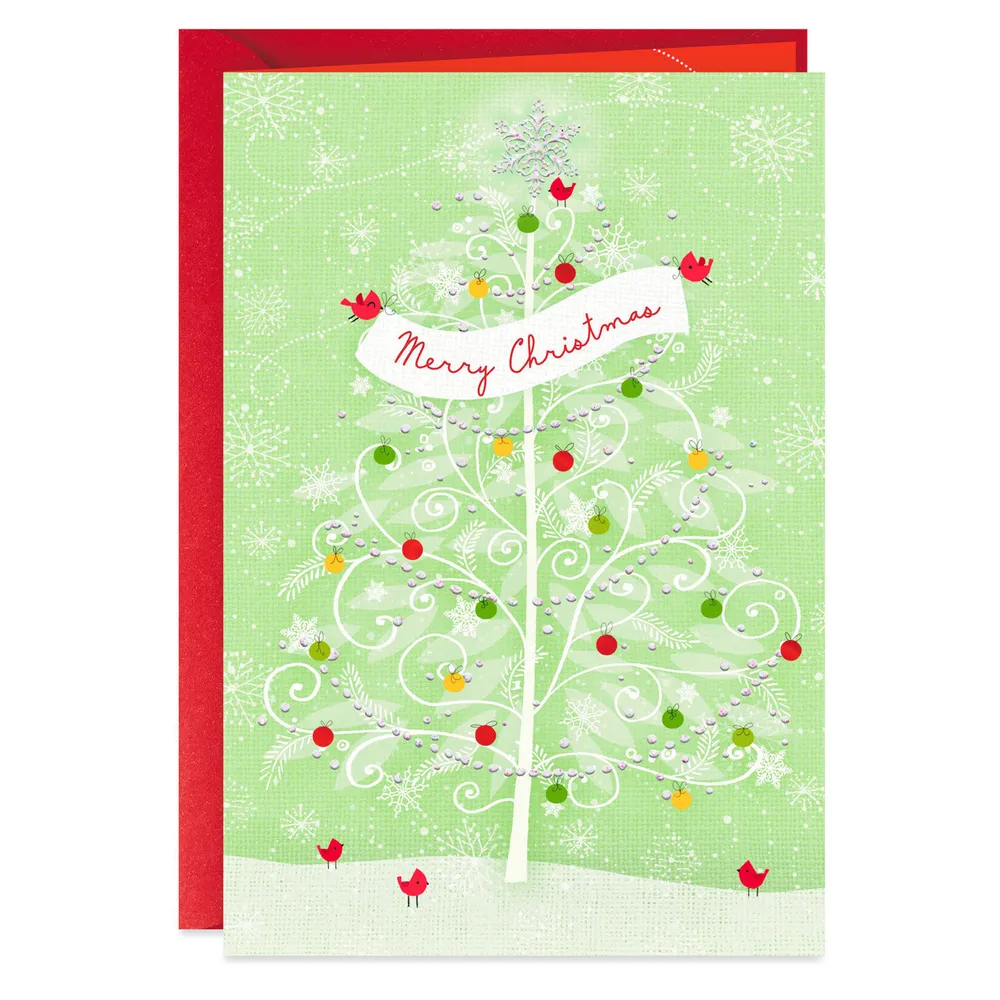 Snowy Tree With Ornaments and Cardinals Christmas Card for only USD 2.00 | Hallmark
