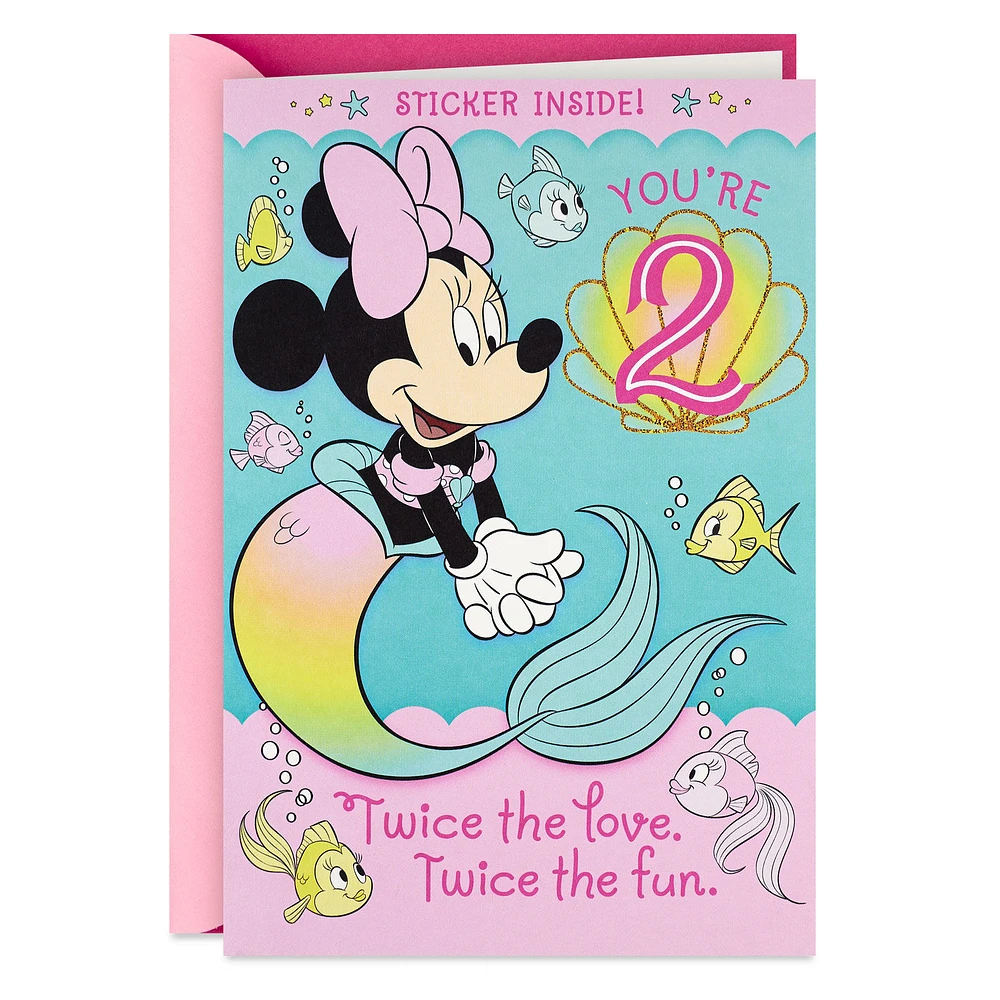 Disney Minnie Mouse You're Twice the Fun 2nd Birthday Card With Sticker for only USD 3.99 | Hallmark