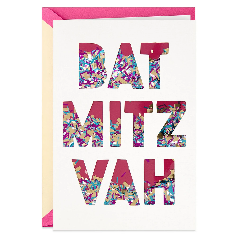Pink and Gold Confetti Bat Mitzvah Card for only USD 8.59 | Hallmark