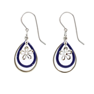 Silver Forest Layered Teardrops and Flower Silver Metal Drop Earrings for only USD 19.00 | Hallmark