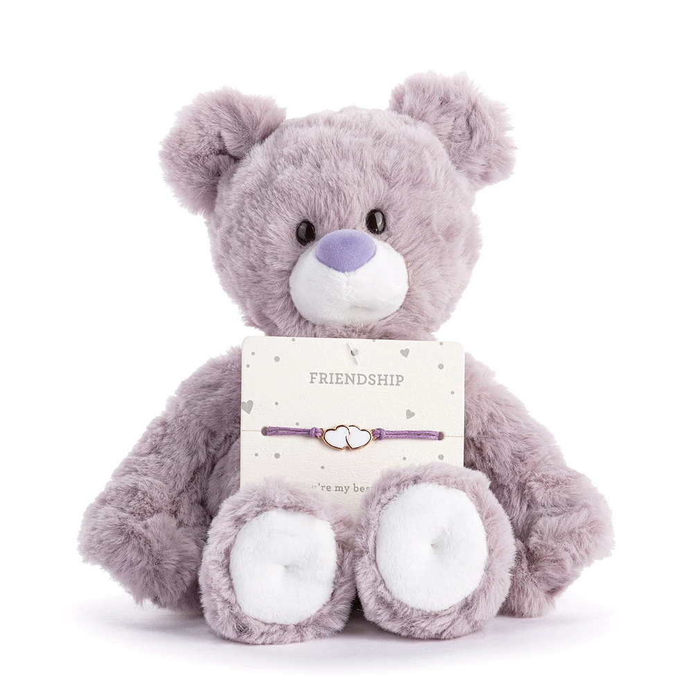 Demdaco Friendship Lavender Plush Bear With Hearts Bracelet for only USD 17.00 | Hallmark
