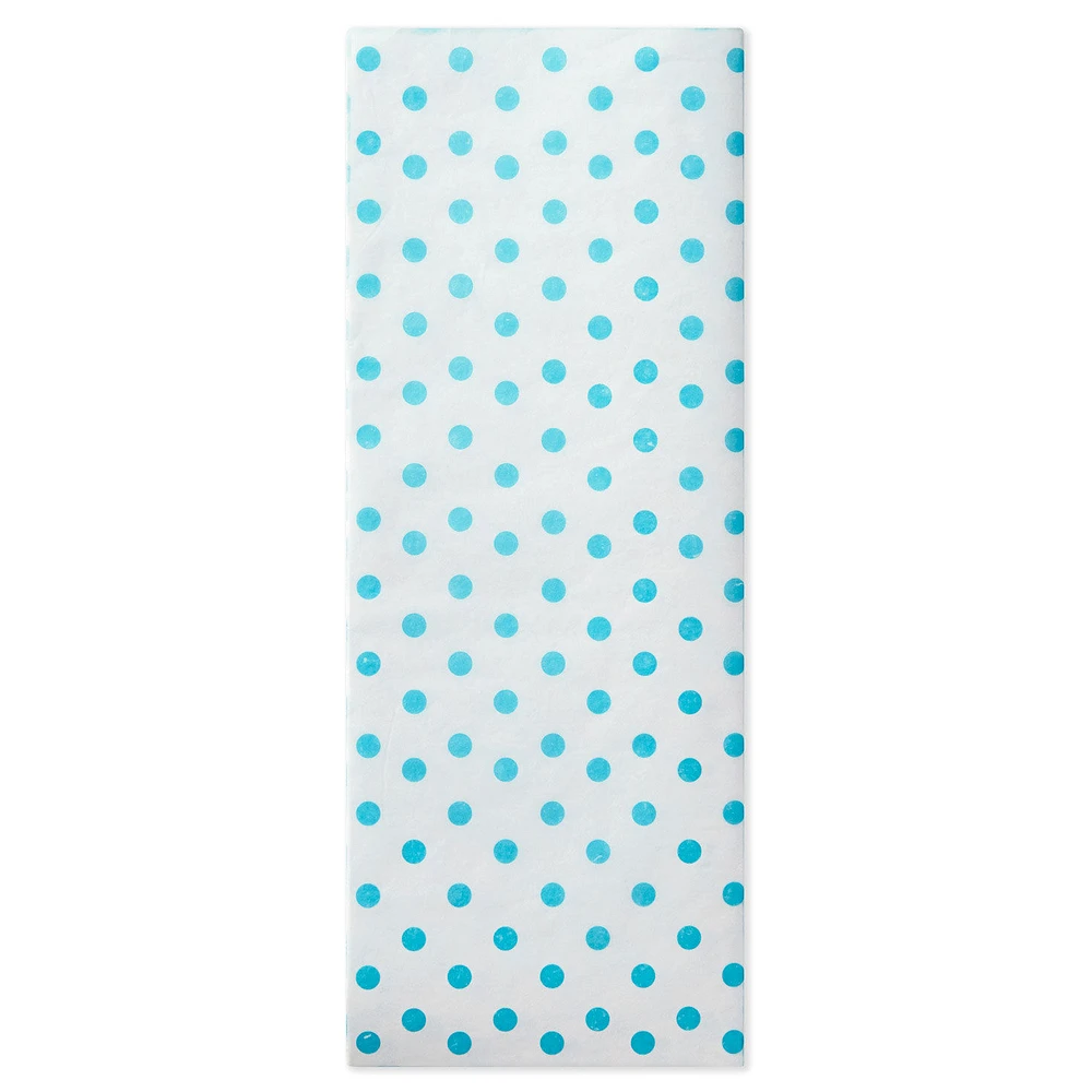 Aqua Blue Polka Dots on White Tissue Paper, 6 sheets for only USD 1.99 | Hallmark