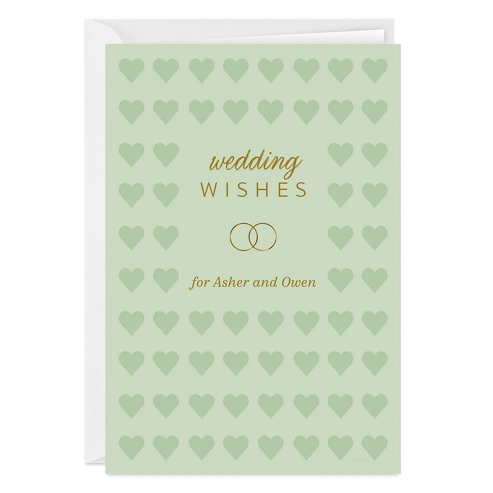 Hearts and Gold Rings Custom Wedding Card for only USD 4.99 | Hallmark