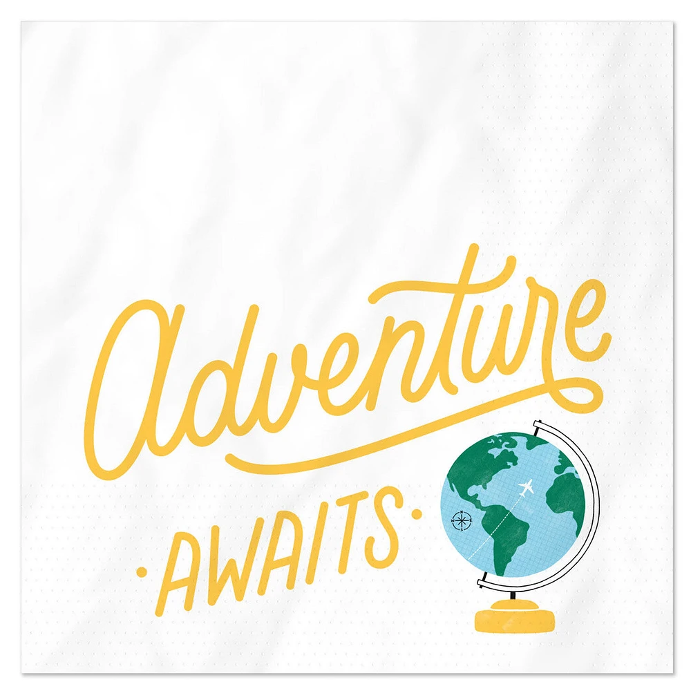 "Adventure Awaits" Globe Graduation Cocktail Napkins, Pack of 20 for only USD 4.49 | Hallmark