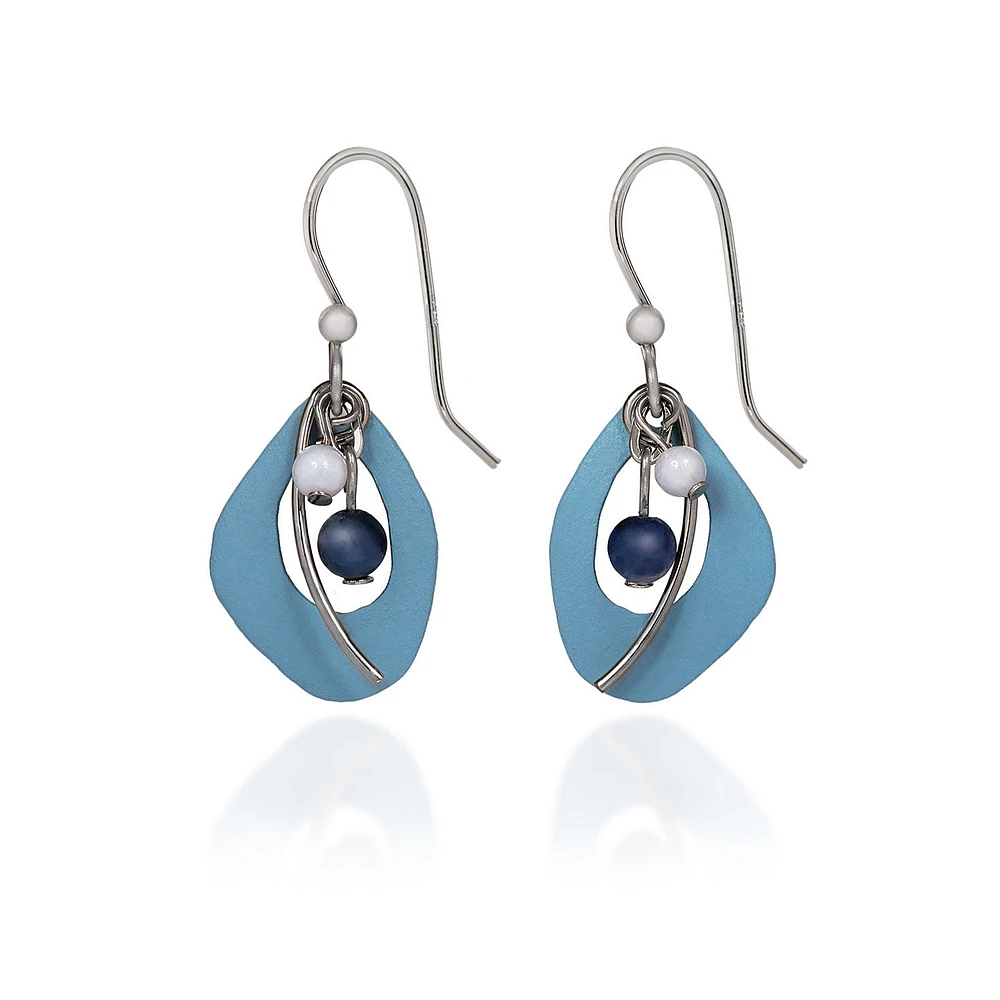 Silver Forest Organic Blue Oval and Silver Metal Drop Earrings for only USD 22.00 | Hallmark